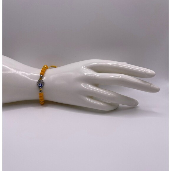 D’Bello Women's Yellow Beaded Evil Eye String Bracelet - Picture 1 of 7